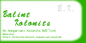 balint kolonits business card